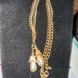 Vintage Sarah Coventry Gold-tone with Faux Pearl Drop Necklace